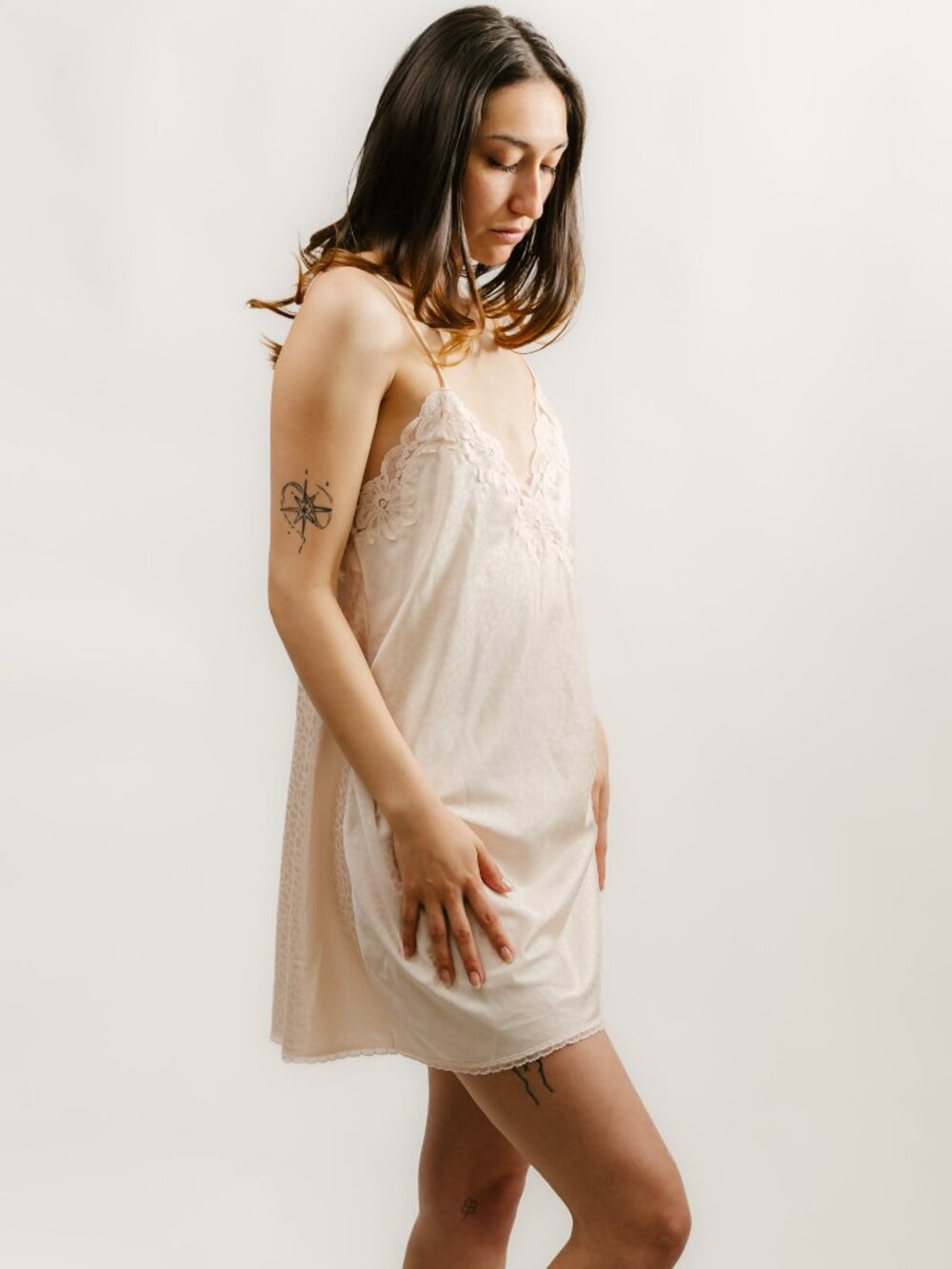 80s Slip Dress (M) medium white vintage mini leopard print lingerie chemise cute - Picture 2 of 6